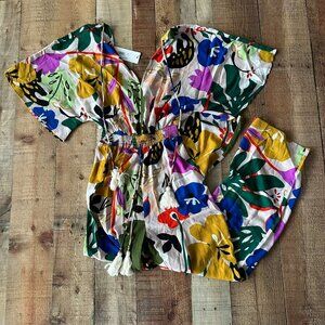 Lili sidonio molly bracken woven jumpsuit pants floral drawstring waist romper